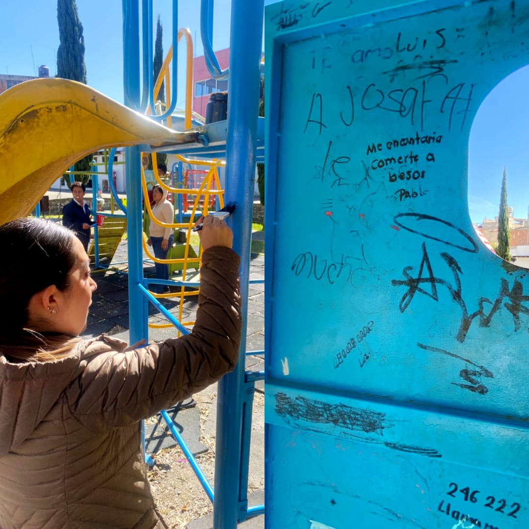 DIF Chiautempan mejora y rehabilita juegos infantiles de la Ciudad de las Niñas y los Niños